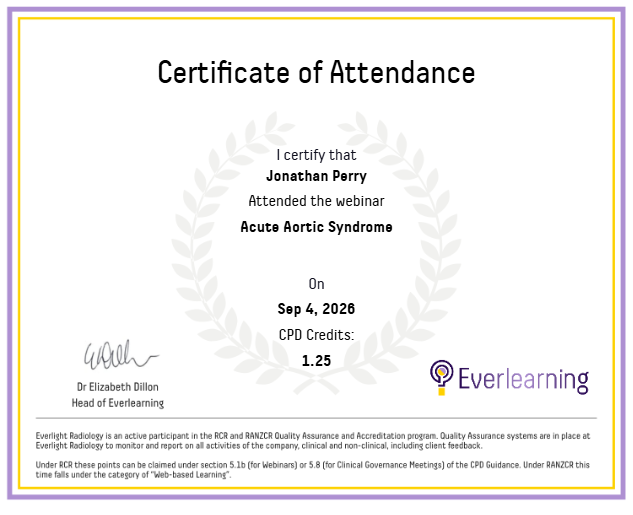 Acute Aortic Syndrome Certificate