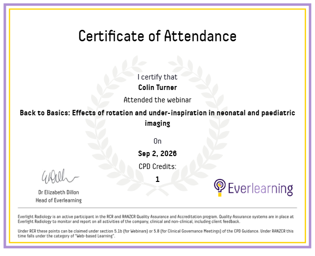 Back to Basics: Effects of rotation and under-inspiration in neonatal and paediatric imaging Certificate
