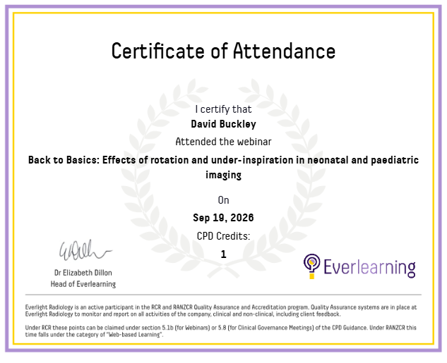 Back to Basics: Effects of rotation and under-inspiration in neonatal and paediatric imaging Certificate