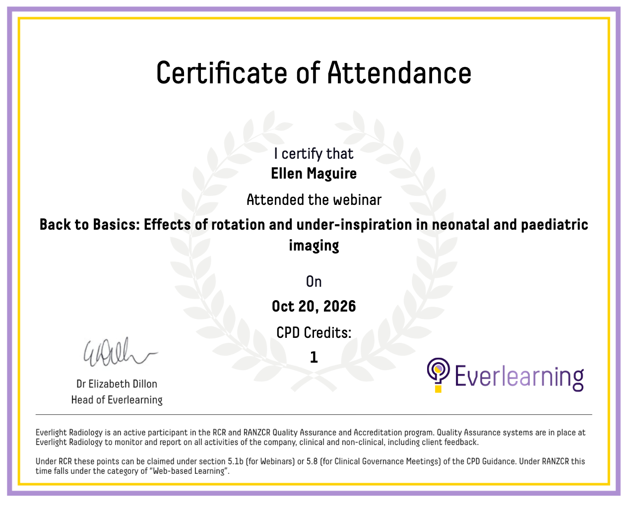 Back to Basics: Effects of rotation and under-inspiration in neonatal and paediatric imaging Certificate