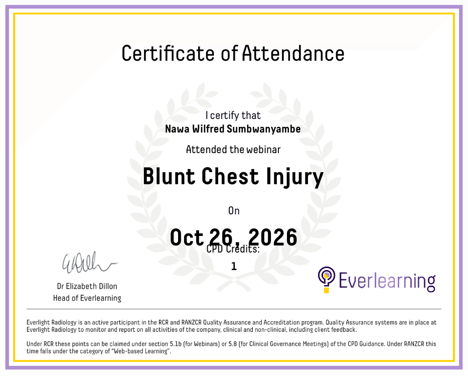 Blunt Chest Injury Certificate