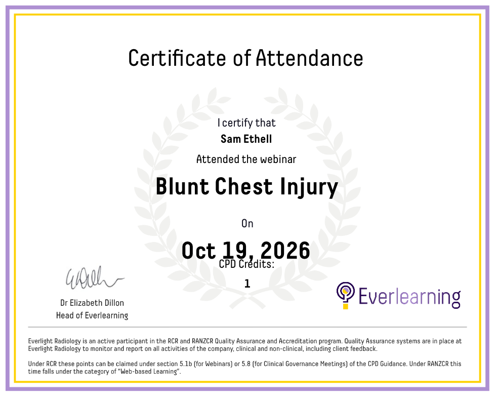Blunt Chest Injury Certificate