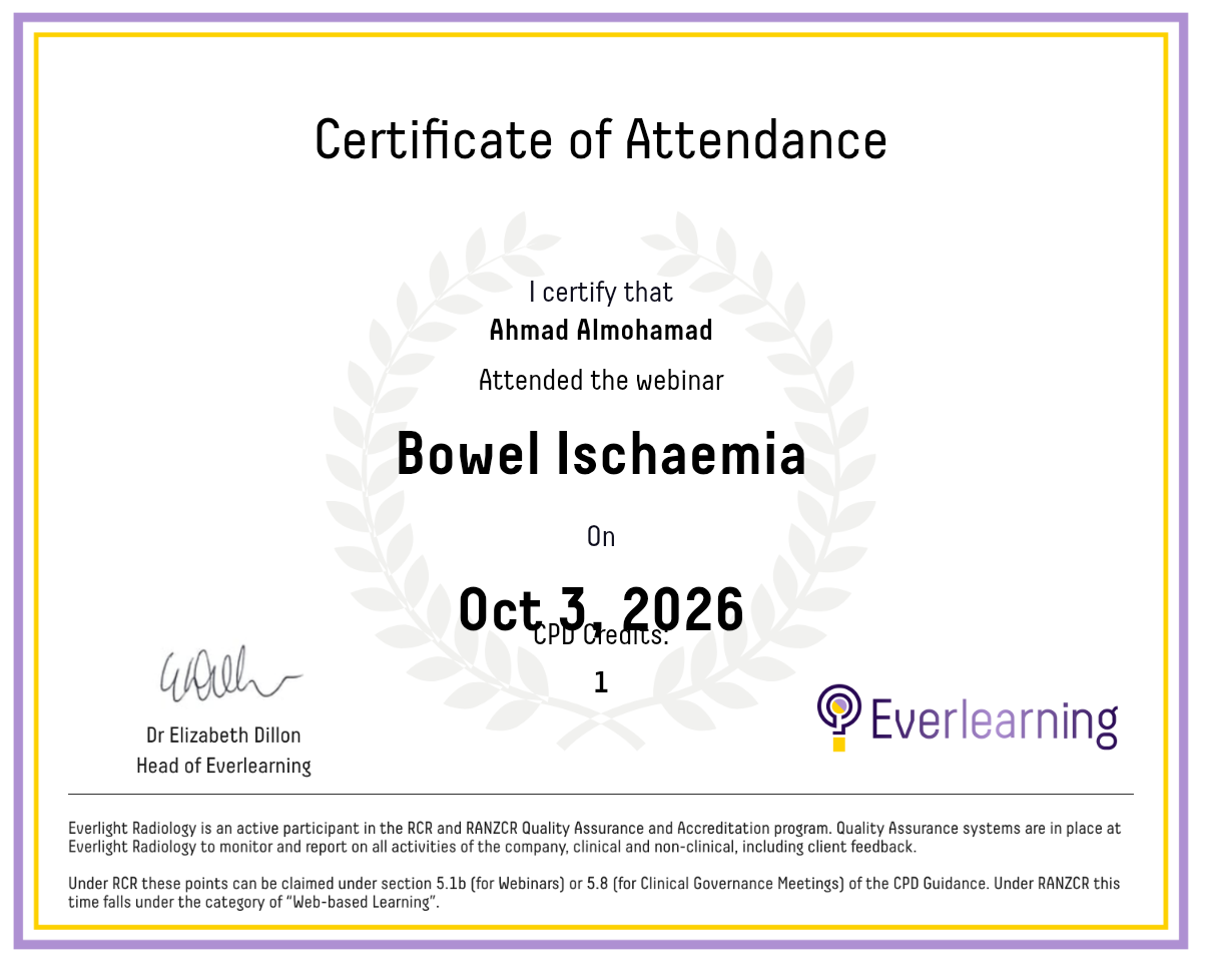 Bowel Ischaemia Certificate