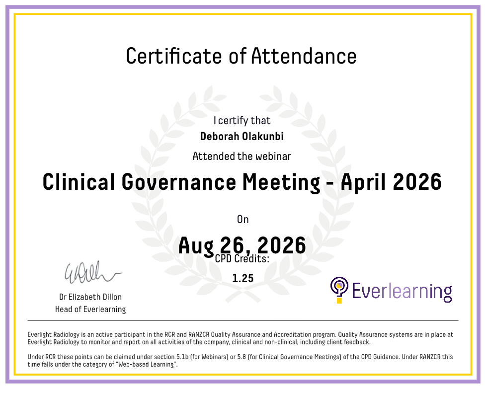 Clinical Governance Meeting - April 2026 Certificate