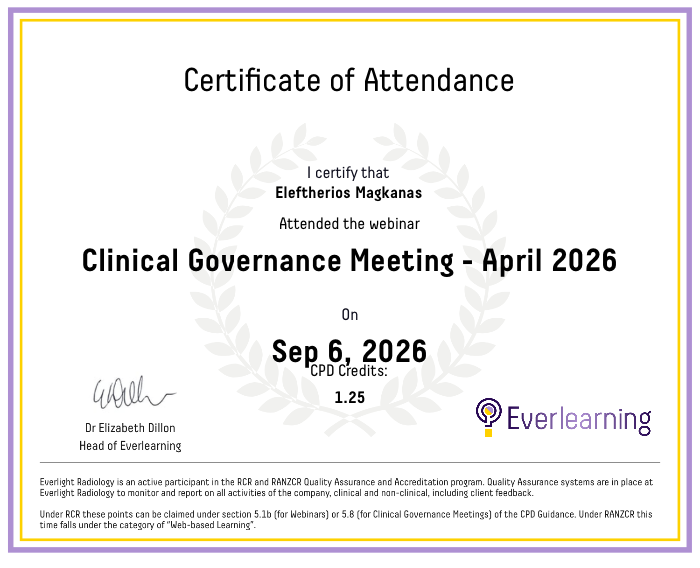 Clinical Governance Meeting - April 2026 Certificate
