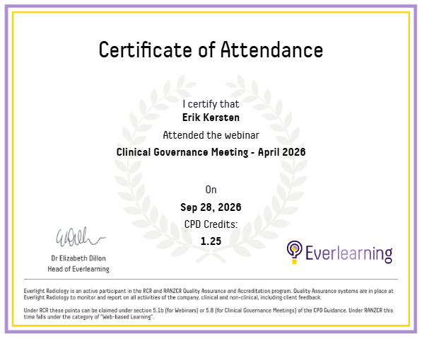 Clinical Governance Meeting - April 2026 Certificate