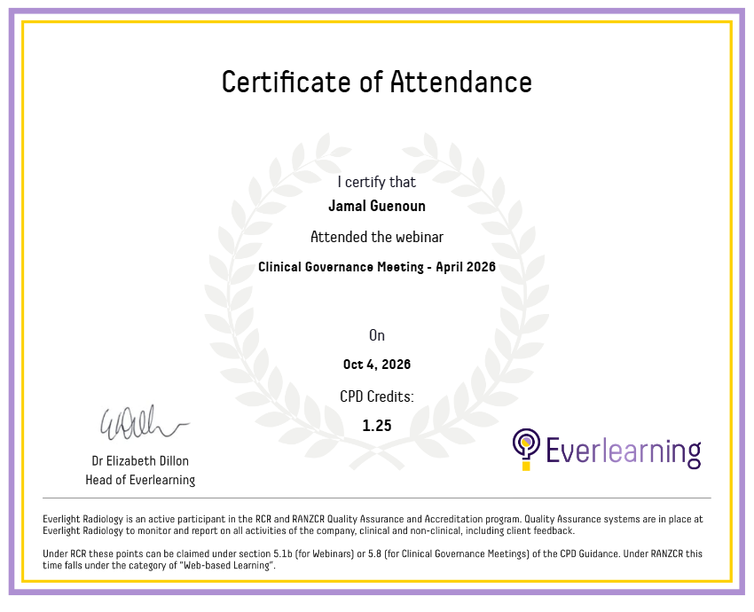 Clinical Governance Meeting - April 2026 Certificate