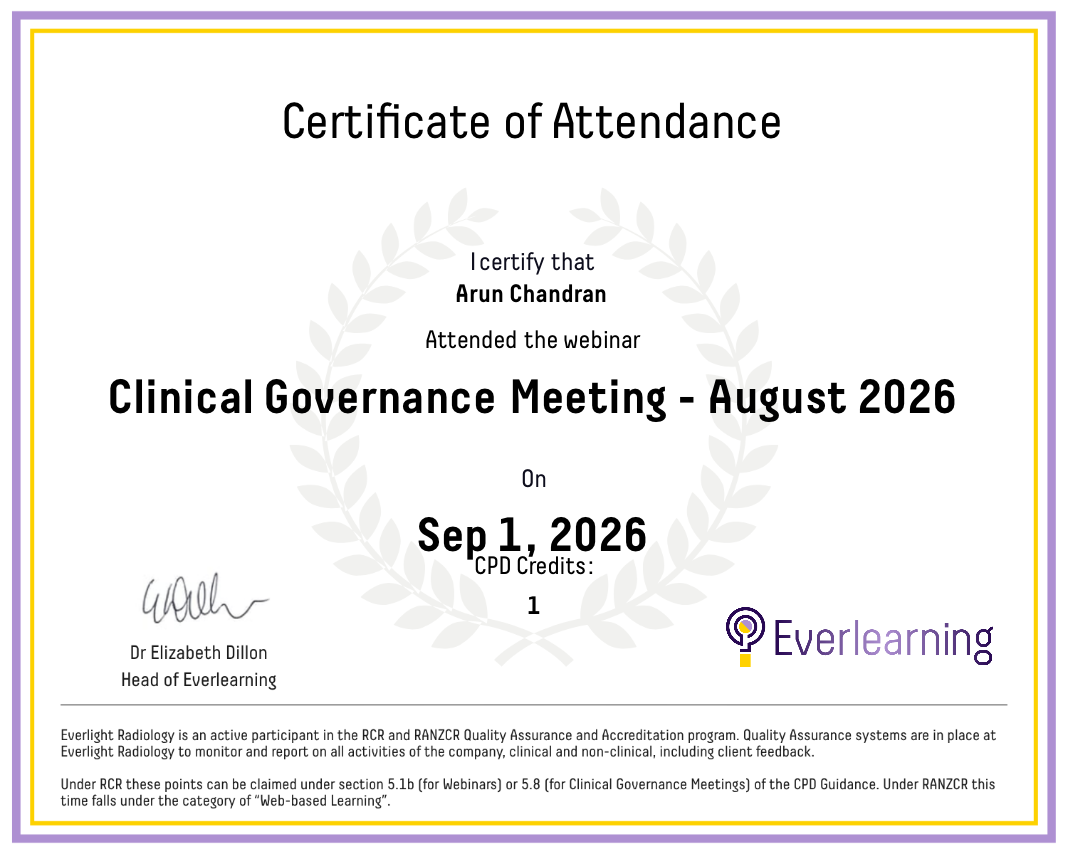 Clinical Governance Meeting - August 2026 Certificate