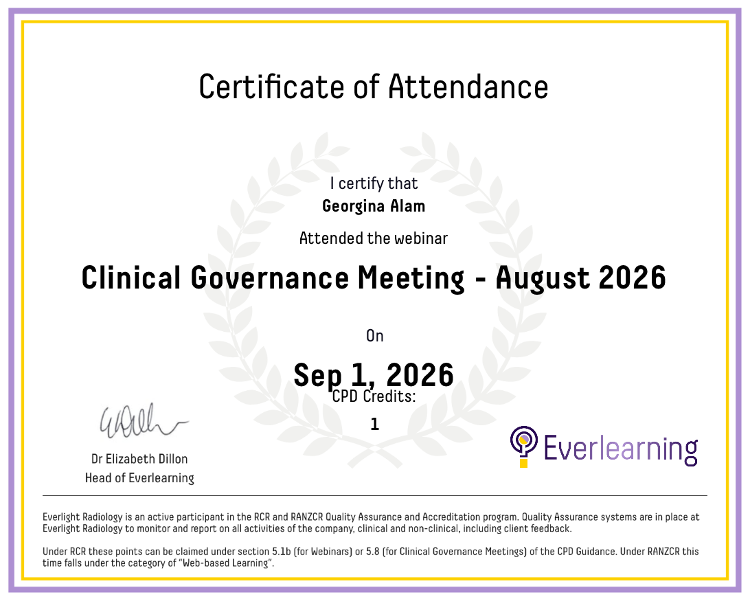 Clinical Governance Meeting - August 2026 Certificate