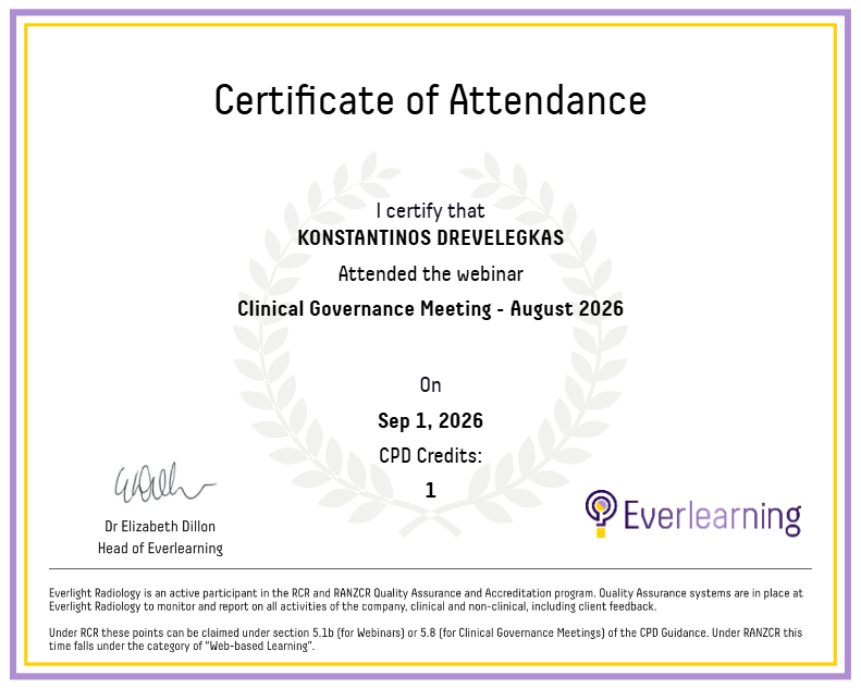 Clinical Governance Meeting - August 2026 Certificate