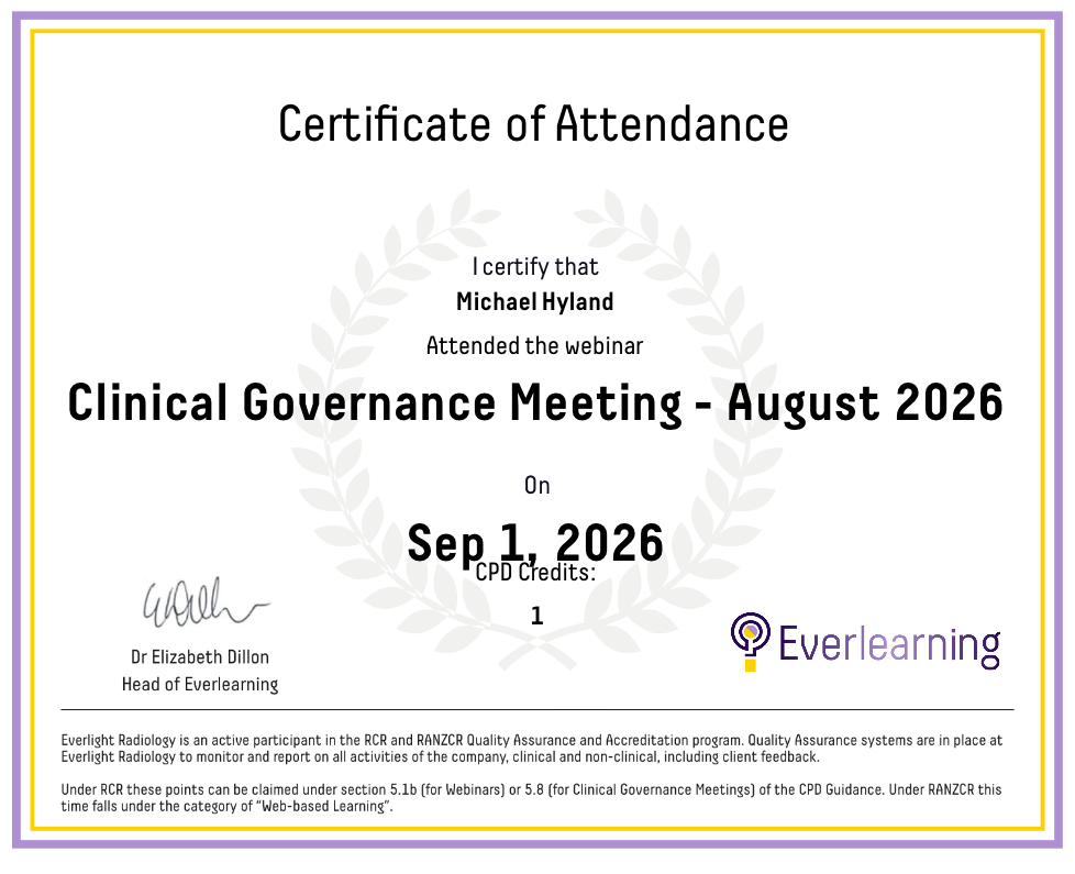 Clinical Governance Meeting - August 2026 Certificate