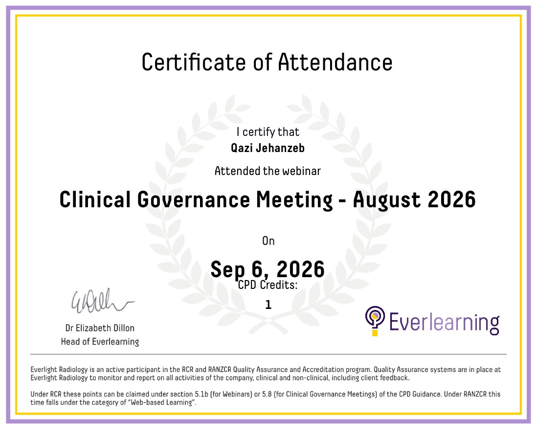 Clinical Governance Meeting - August 2026 Certificate