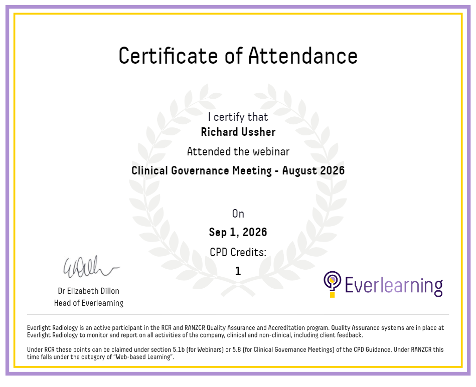 Clinical Governance Meeting - August 2026 Certificate
