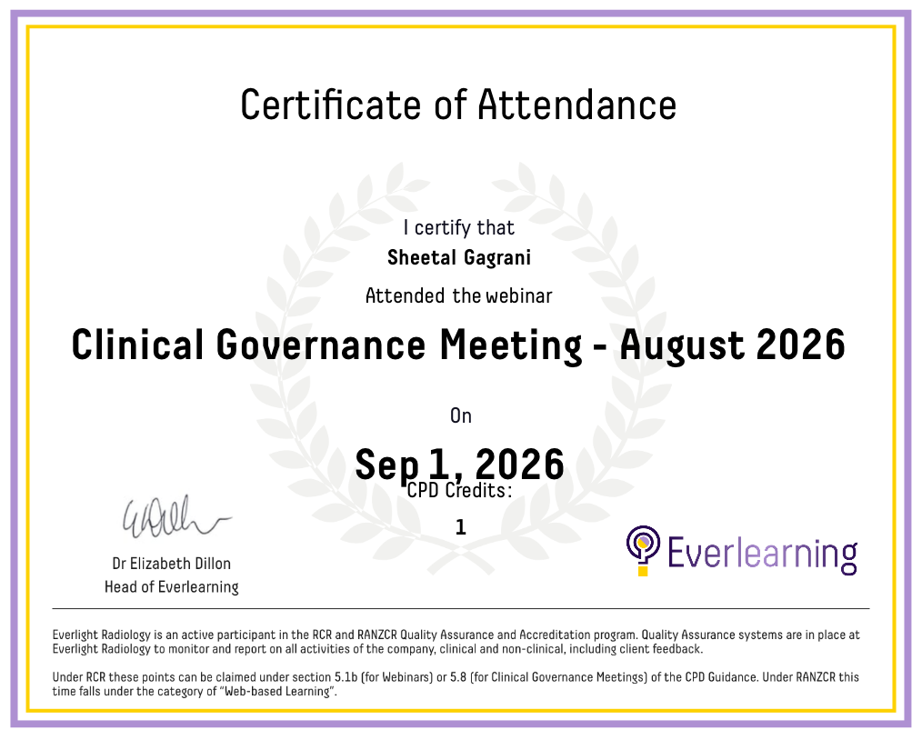 Clinical Governance Meeting - August 2026 Certificate