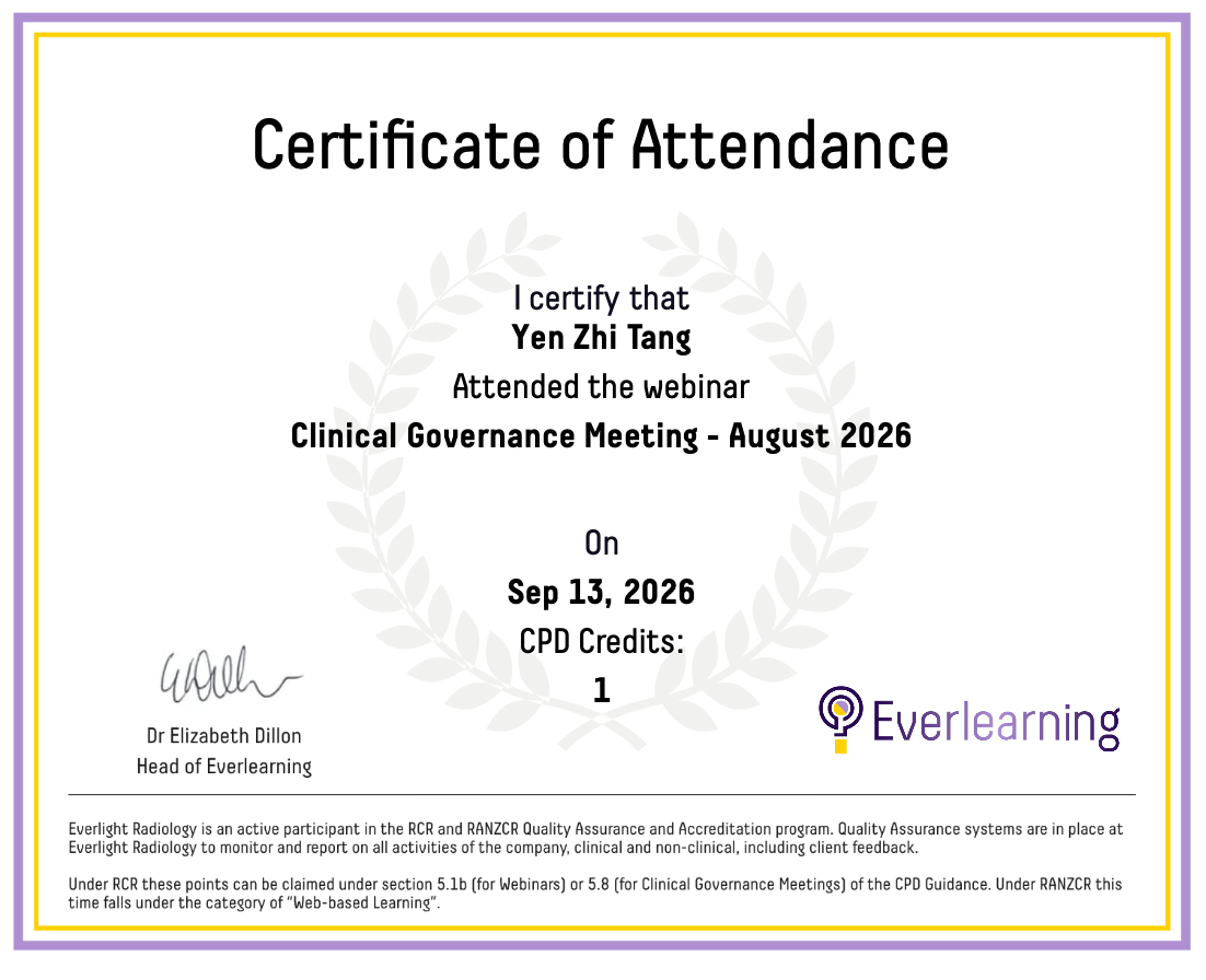 Clinical Governance Meeting - August 2026 Certificate