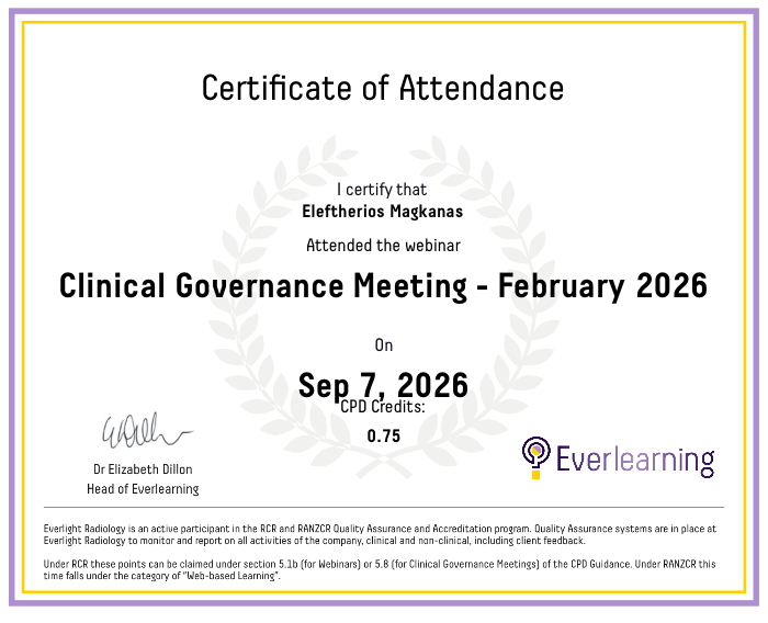 Clinical Governance Meeting - February 2026 Certificate