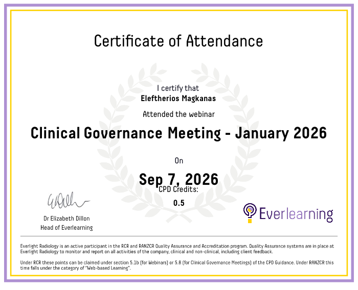 Clinical Governance Meeting - January 2026 Certificate