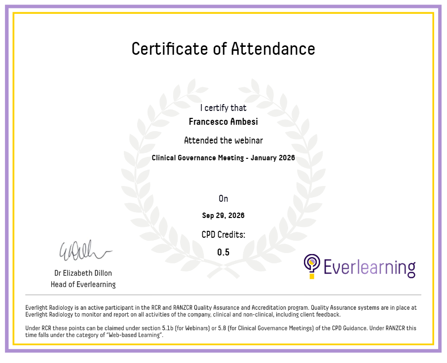 Clinical Governance Meeting - January 2026 Certificate