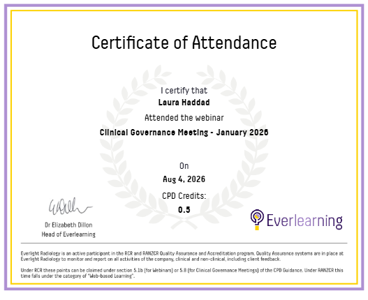 Clinical Governance Meeting - January 2026 Certificate