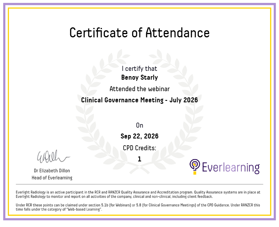 Clinical Governance Meeting - July 2026 Certificate