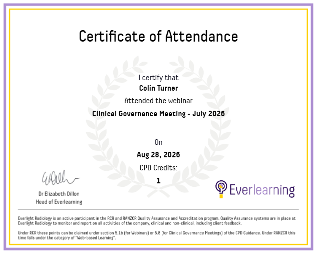 Clinical Governance Meeting - July 2026 Certificate