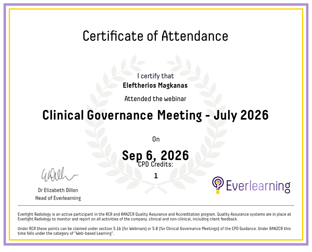 Clinical Governance Meeting - July 2026 Certificate
