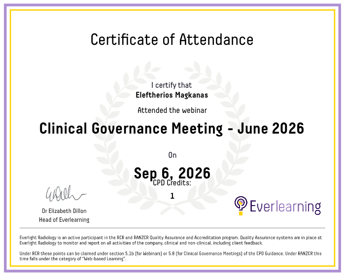 Clinical Governance Meeting - June 2026 Certificate