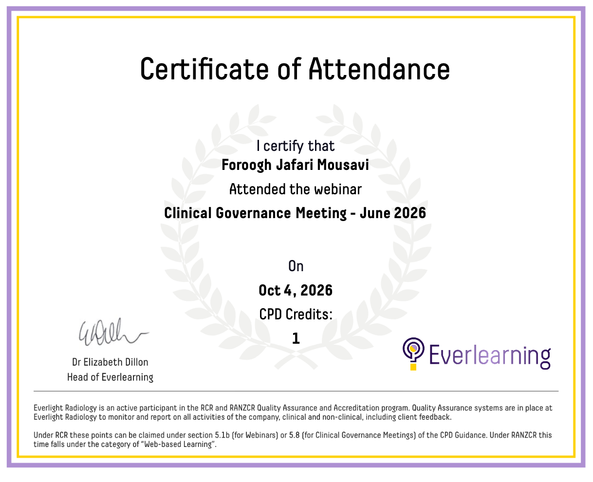 Clinical Governance Meeting - June 2026 Certificate