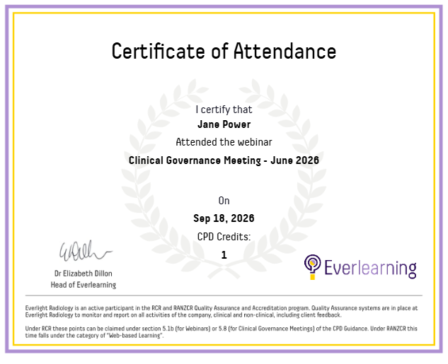 Clinical Governance Meeting - June 2026 Certificate