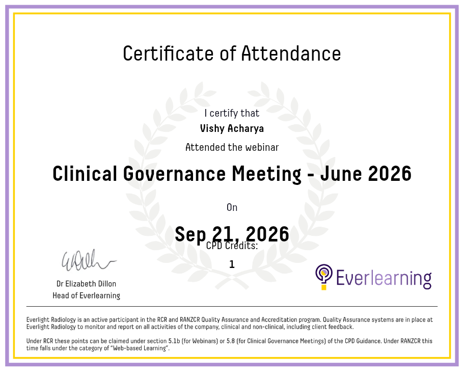 Clinical Governance Meeting - June 2026 Certificate