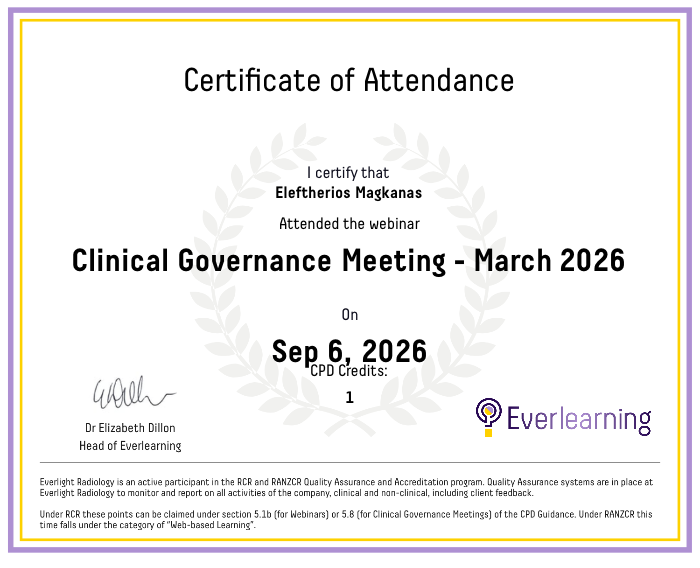 Clinical Governance Meeting - March 2026 Certificate