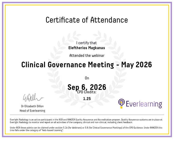 Clinical Governance Meeting - May 2026 Certificate