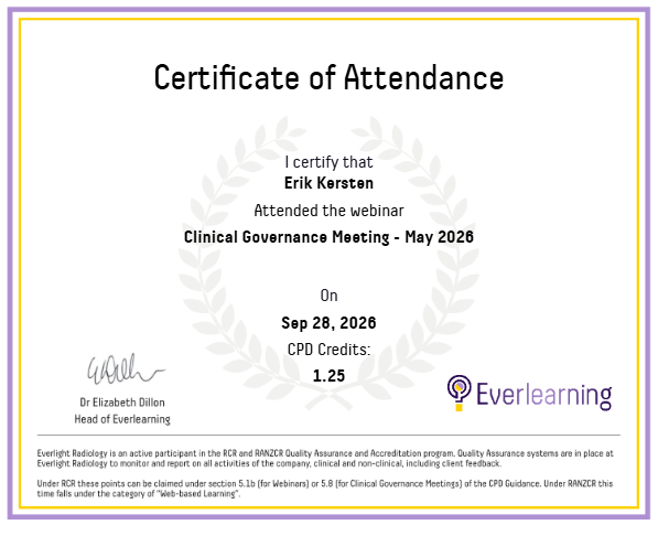 Clinical Governance Meeting - May 2026 Certificate