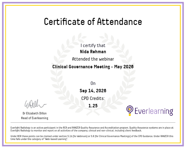 Clinical Governance Meeting - May 2026 Certificate