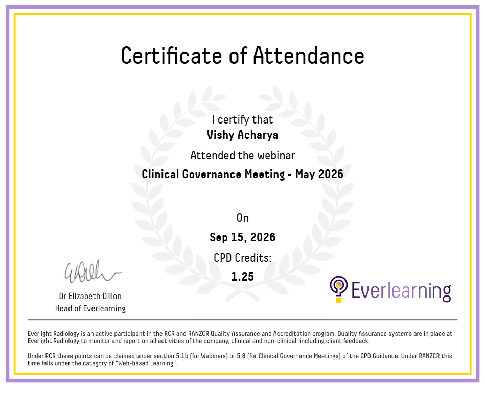Clinical Governance Meeting - May 2026 Certificate