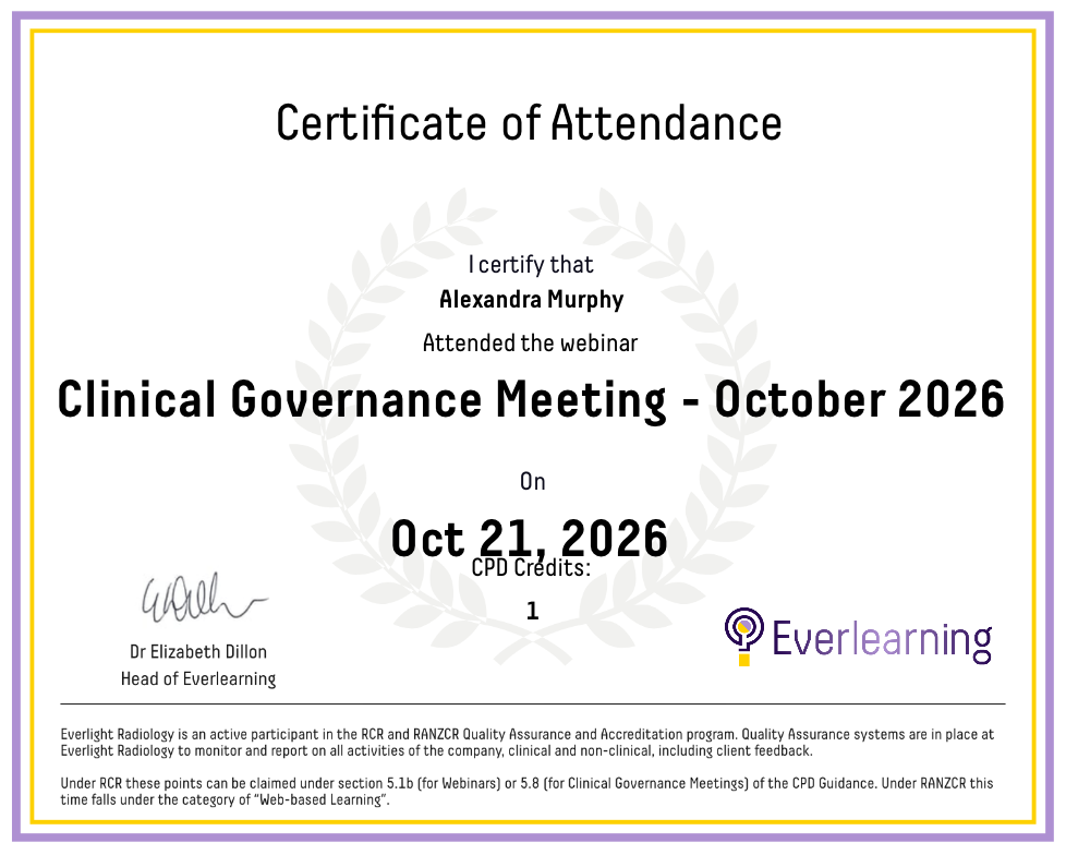 Clinical Governance Meeting - October 2026 Certificate