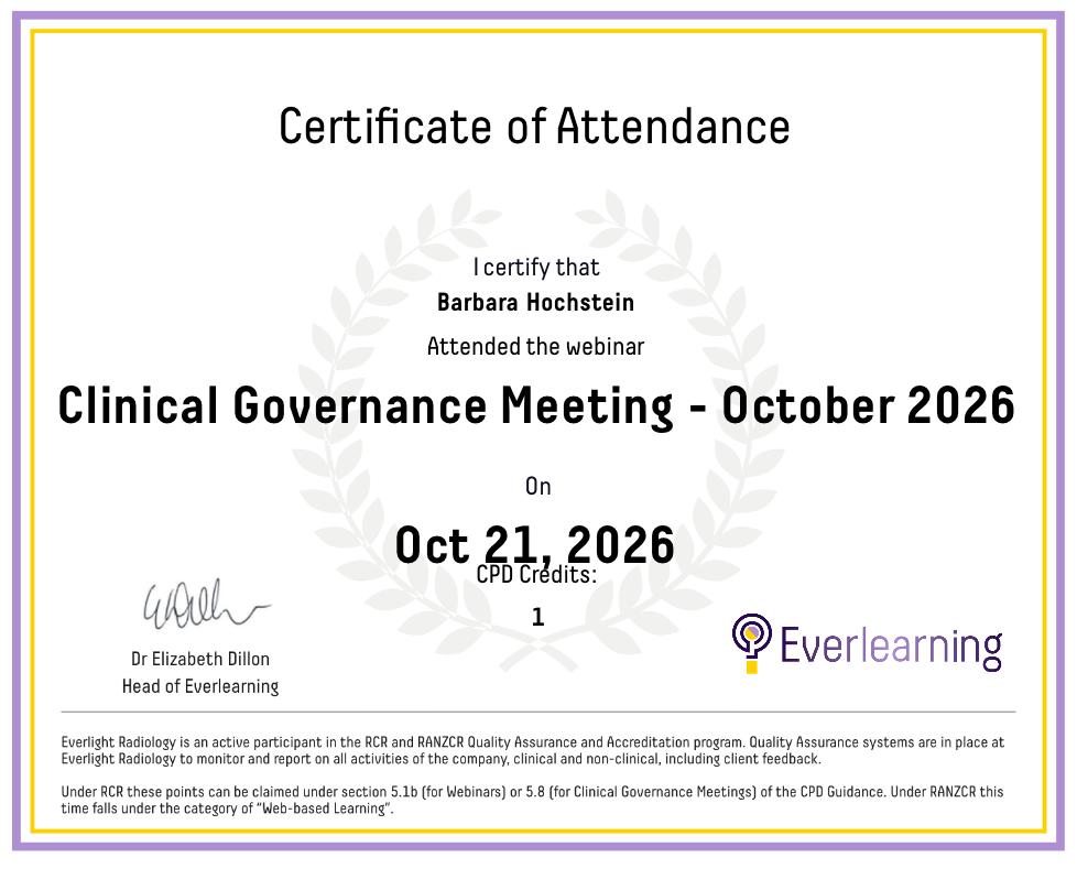 Clinical Governance Meeting - October 2026 Certificate