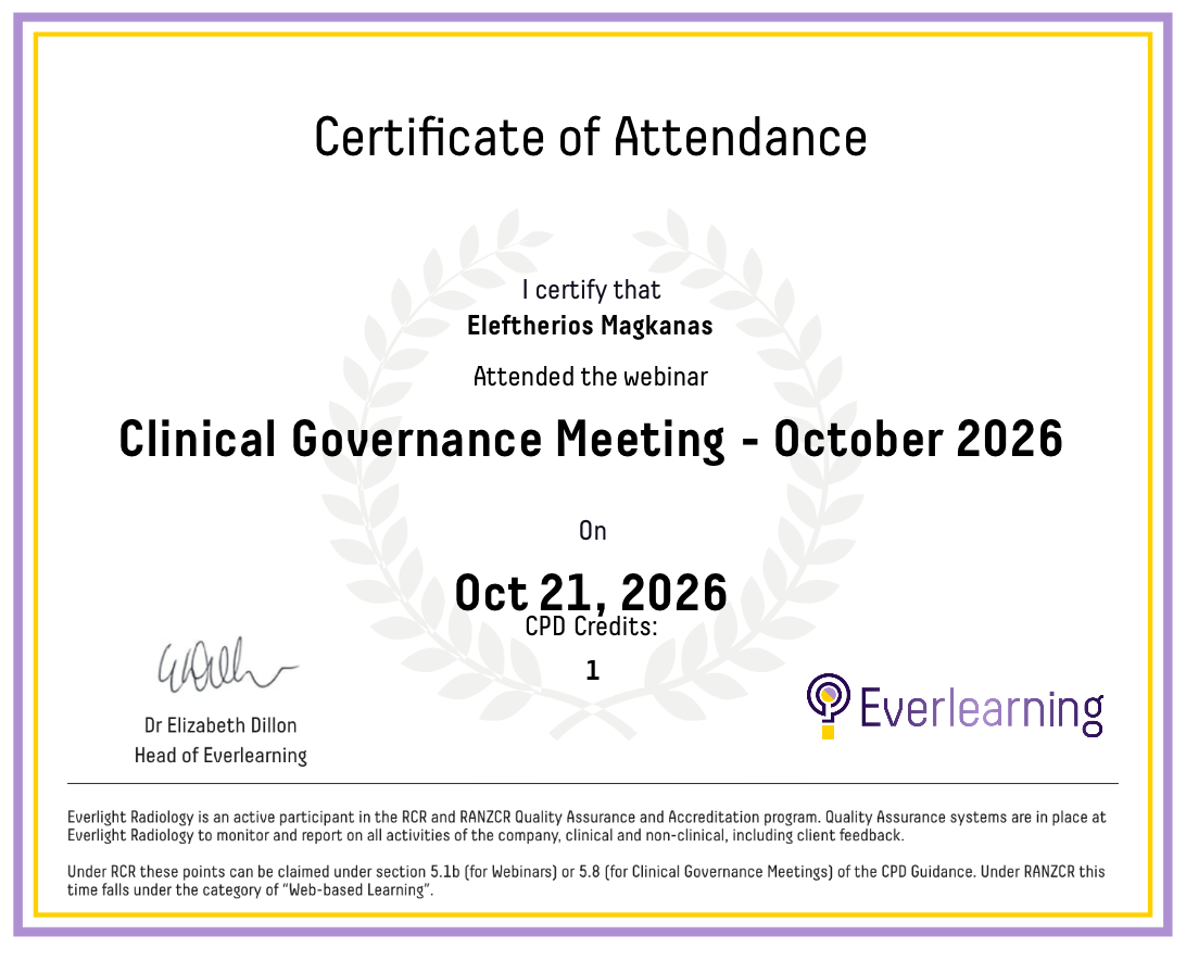 Clinical Governance Meeting - October 2026 Certificate