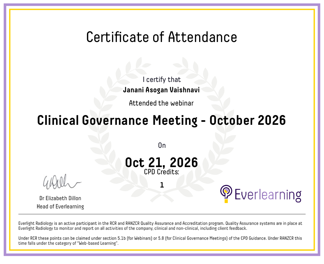 Clinical Governance Meeting - October 2026 Certificate