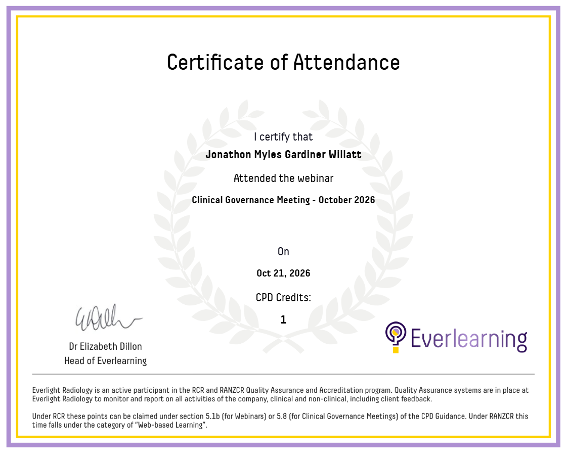 Clinical Governance Meeting - October 2026 Certificate