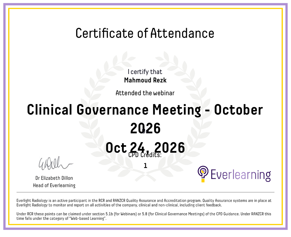 Clinical Governance Meeting - October 2026 Certificate