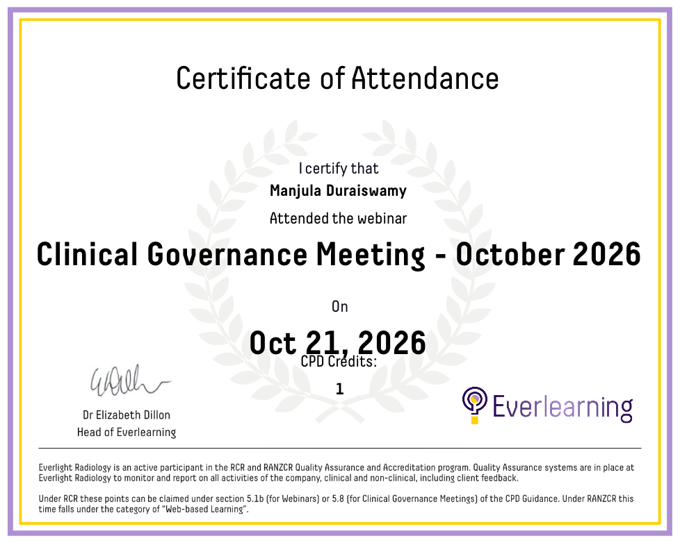 Clinical Governance Meeting - October 2026 Certificate