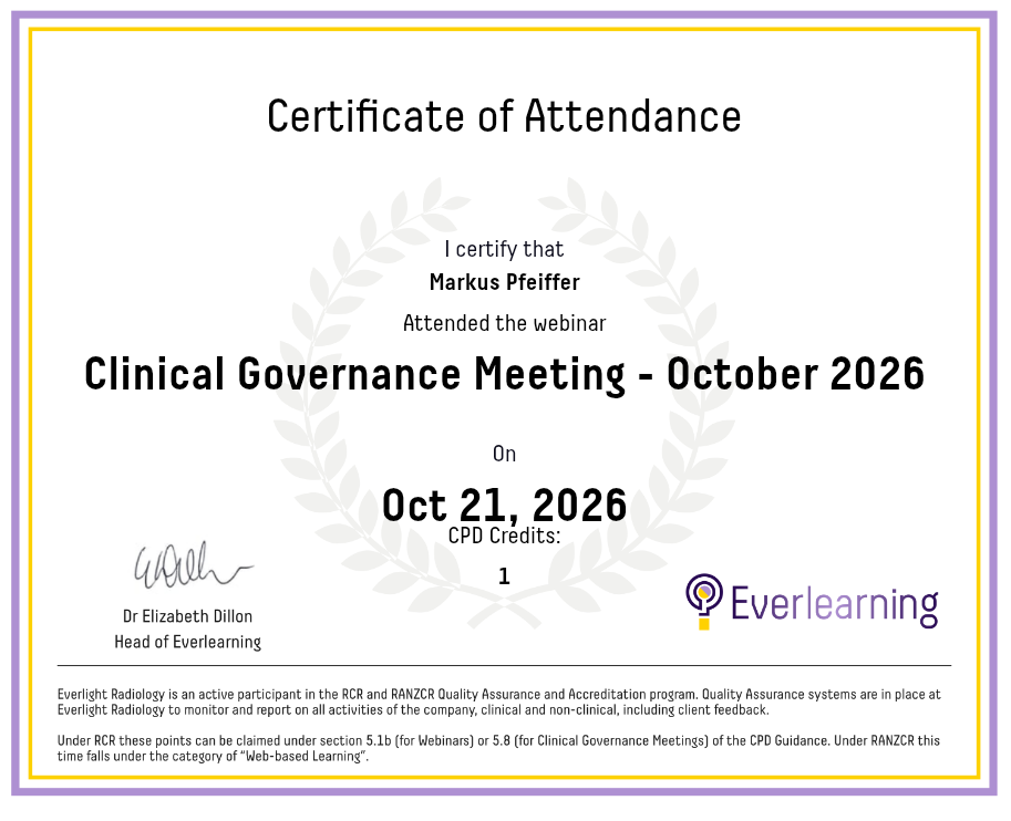Clinical Governance Meeting - October 2026 Certificate