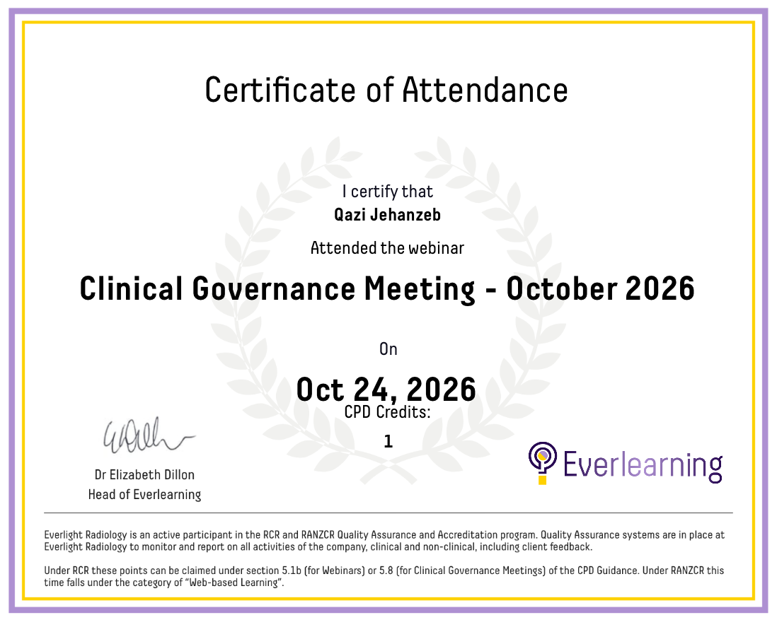 Clinical Governance Meeting - October 2026 Certificate