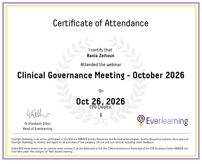 Clinical Governance Meeting - October 2026 Certificate