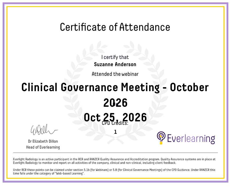 Clinical Governance Meeting - October 2026 Certificate