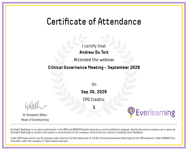 Clinical Governance Meeting - September 2026 Certificate