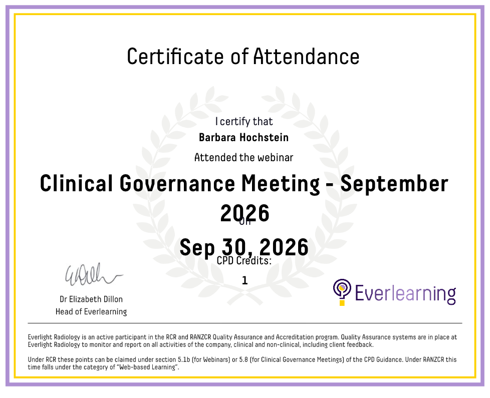 Clinical Governance Meeting - September 2026 Certificate