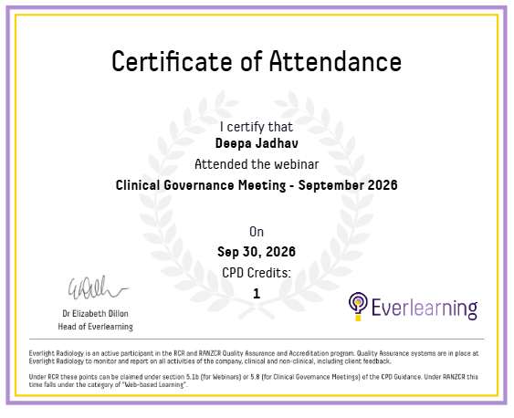 Clinical Governance Meeting - September 2026 Certificate