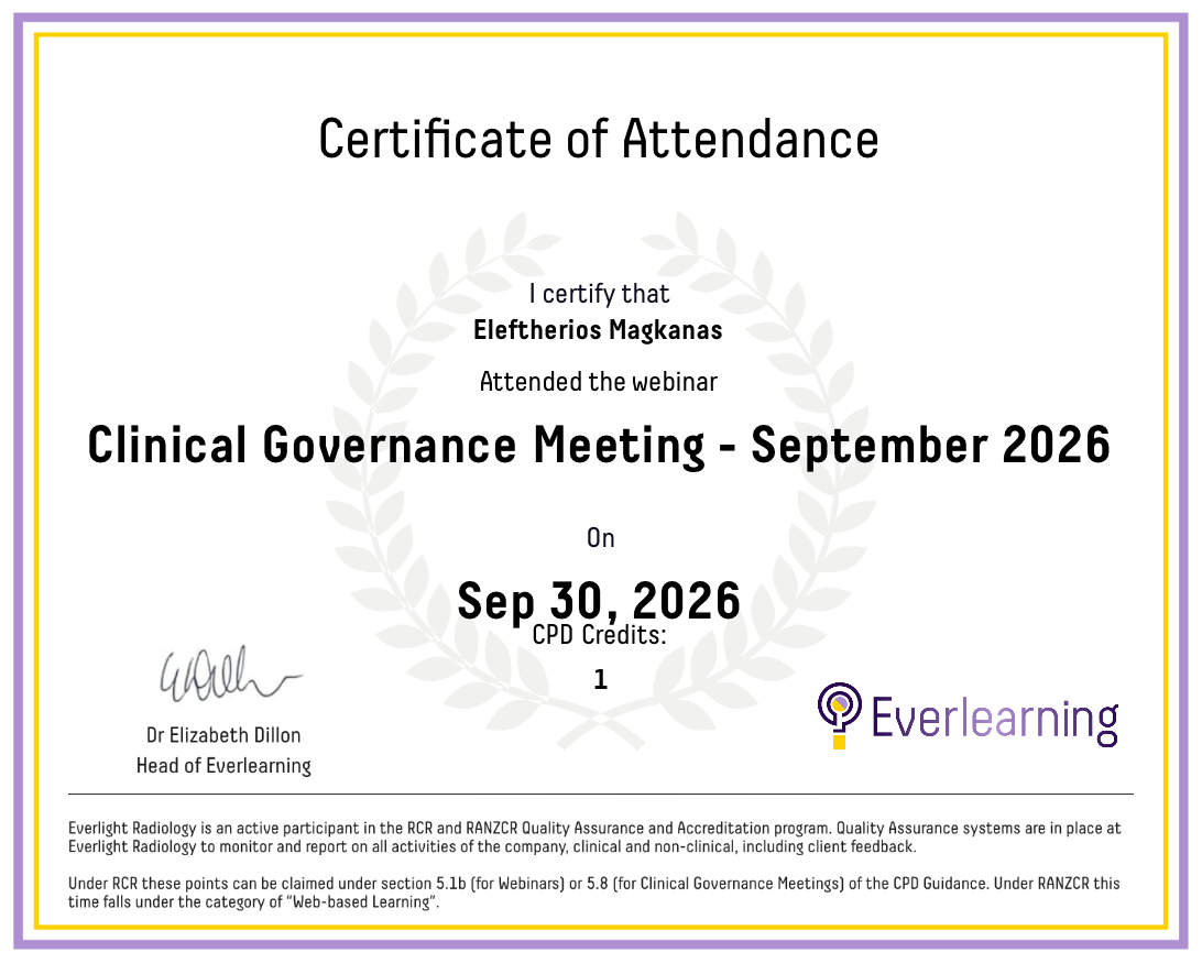 Clinical Governance Meeting - September 2026 Certificate